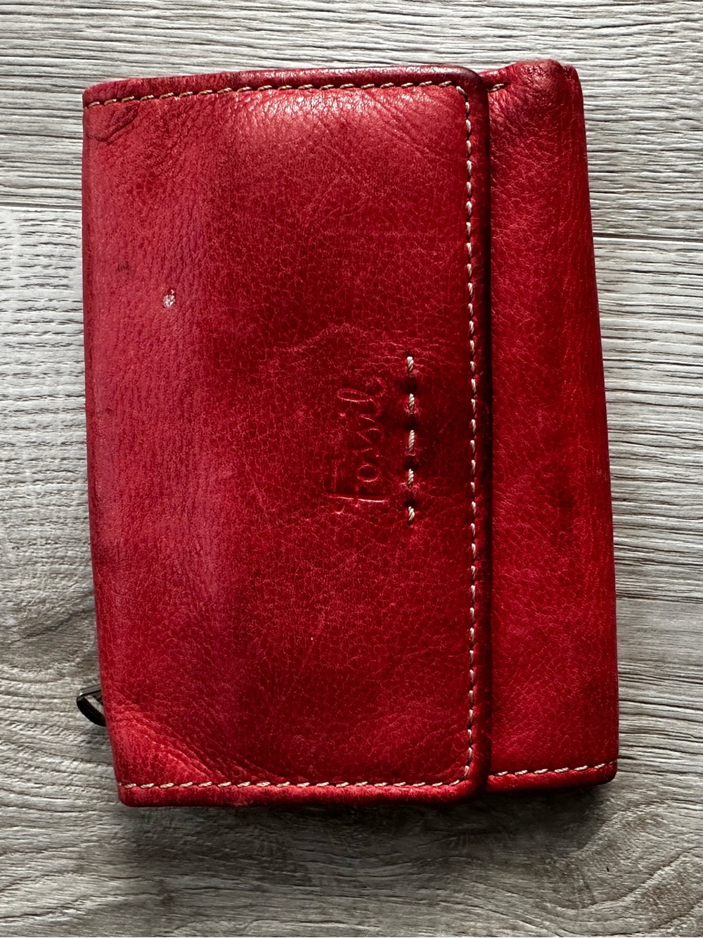 Fossil Vintage Red Soft Leather Trifold Wallet